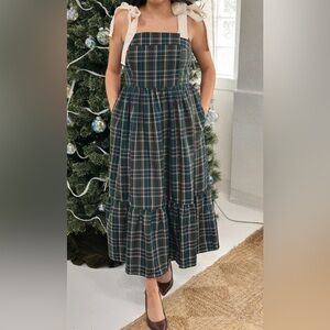 Entro plaid ribbon midi dress